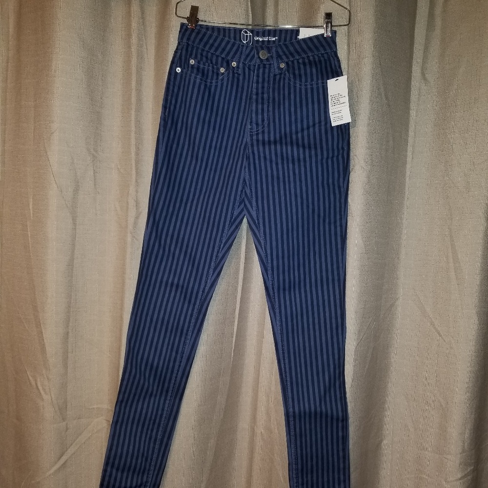Final Price - Blue Striped Skinny Jeans by Original Use